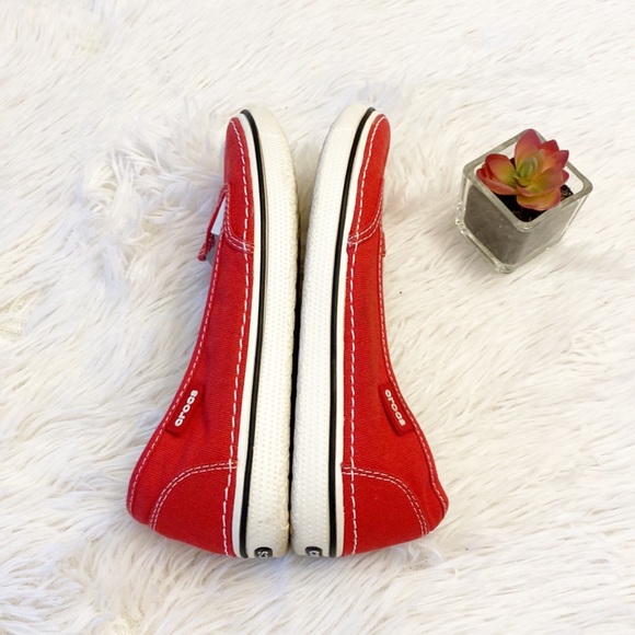 CROCS | Red white canvas loafers flats comfort casual shoes women’s 6 - Picture 5 of 7